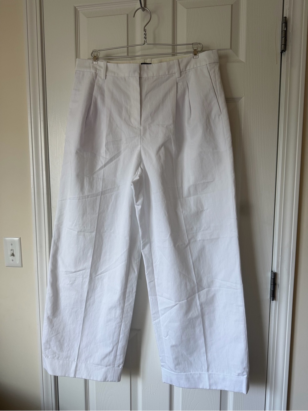 J.Crew Wide Leg White Linen Trouser
